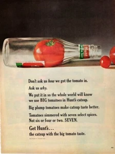 Vintage Werbedruck Food HUNT'S Catsup Tomate in Bottle Don't Ask How 1963 - Bild 1 von 1