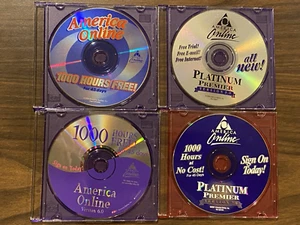 AOL 1000 Hours Free CD Lot (4x) – Vintage Internet Promo Discs – 1990s/2000s VG+ - Afbeelding 1 van 6