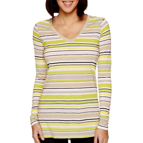 Liz Claiborne Long Sleeve Striped Top Size S