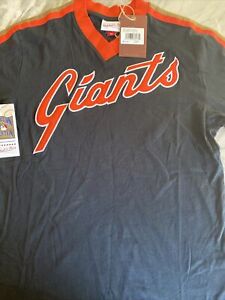 San Francisco Giants Mitchell & Ness Overtime Win V-Neck T-Shirt Black Size SM