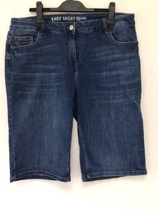 Next Blue Stretch Denim Knee Length Shorts Size 18 Excellent Condition - Picture 1 of 2