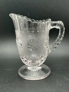Antigua jarra de crema/jarabe roseta romana EAPG US Glass Co. de 5”, finales de la década de 1890. - Imagen 1 de 8