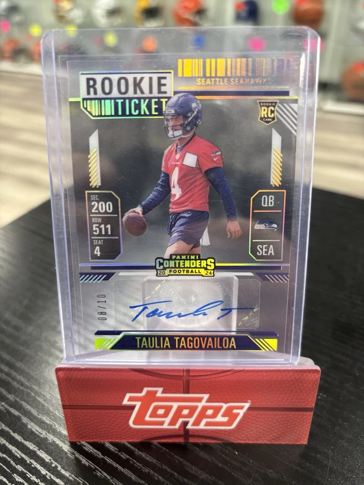 2024 Panini Contenders Football Gold Rookie Ticket Auto Taulia Tagovailoa /10 TK - Image 1 of 2