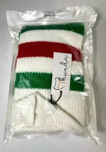 THUNDA THIGHS Calcetín Muslo Plus 42” Max Circ Blanco con Rayas Rojas y Verdes. Nuevo - Imagen 1 de 5
