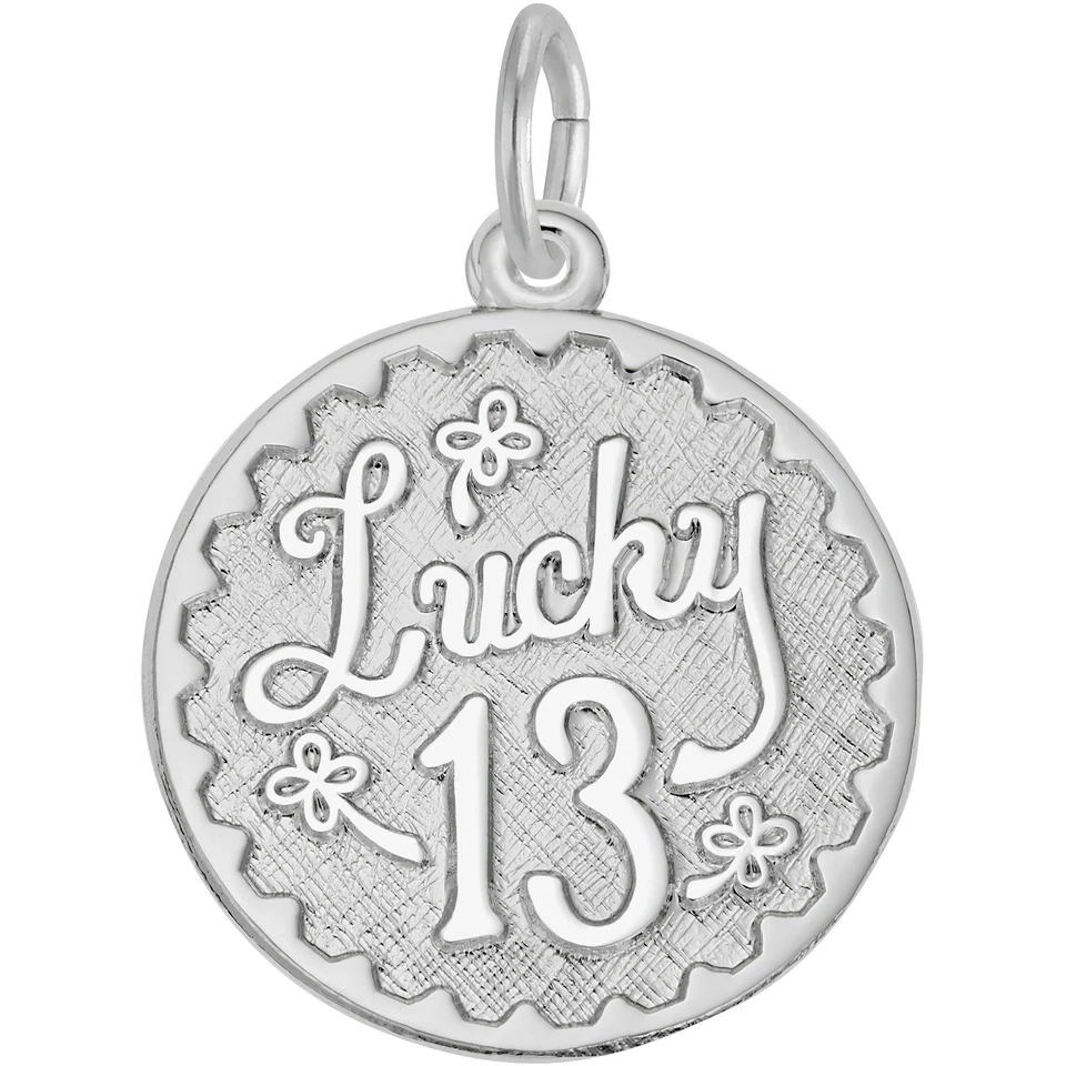 Dije de plata de ley Lucky 13 - 20 mm x 20 mm Foto 1 de 1