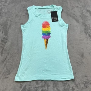 Chaser Shirt Girls 12 Rainbow Ice Cream Cone Graphic Tank Top Summer Tee - Picture 1 of 11