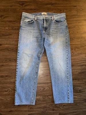 Baldwin Henley 牛仔裤男式 38 蓝色修身直筒美国制造牛仔浅水洗 — 第 1/4 张图片