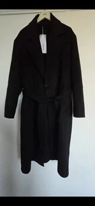 H&M x Basquiat Loose Fit Wool-blend tie-belt Black Coat Size M BNWT - Picture 1 of 5