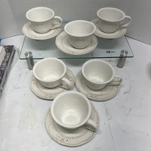 Set Of 6 Cups And Saucers America Ateller Bianca - Picture 1 of 8