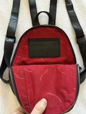 Hammitt Backpack - Hunter Medium Black Pebbled Leather w/Red Accent & Gold Zip - Image 1 of 4