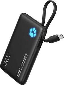 INIU Portable Charger, 45W PD Fast Charging Small Size(Built-in Cable), Black  - Picture 1 of 7