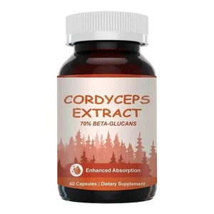 Cordyceps Extract 70% Beta-Glucans Enhanced Absorption 60 Capsules S upplement - Picture 1 of 9