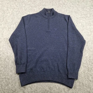 Barbour Jumper Mens Large Blue Sweater Quarter Zip Pullover Wool Blend Country - Picture 1 of 9
