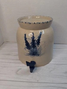 Marshall Pottery Gallon Water Tea Dispenser Cooler Jug Crock Blue Flowers *Chip - Picture 1 of 8