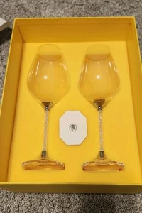 Swarovski Crystalline Stem Set Of 2 Wine Glasses New In Box - Picture 1 of 4