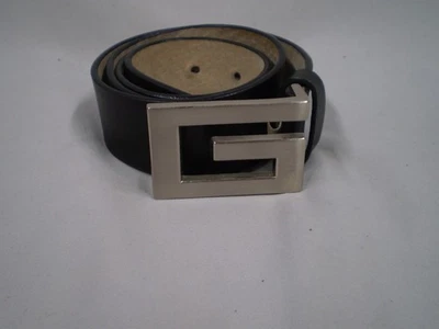 Cinturón Guess Vintage Para Mujer Grande Negro G Plata Hebilla Cuero Genuino 36" Foto 1 de 4