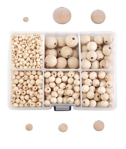 1105 Assorted Round Wooden Beads for Crafts Macrame Supplies - DIY Unfinished... - Picture 1 of 7