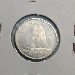 Canada 1963 10 CENT 10c SILVER DIME UNC COIN 0.8 Silver coin - Picture 1 of 2