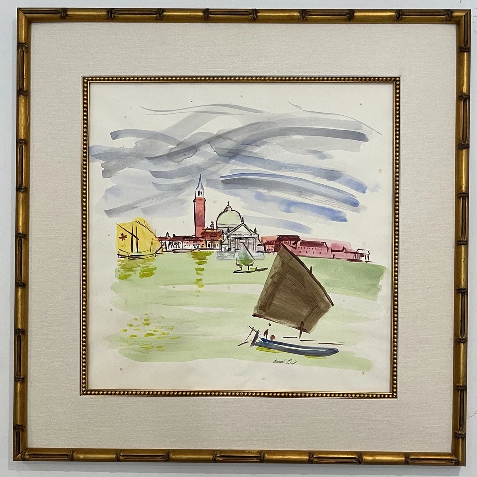 Raoul Dufy Watercolor signed style of (1877 – 1953) Art Hand painting French - Image 1 of 4