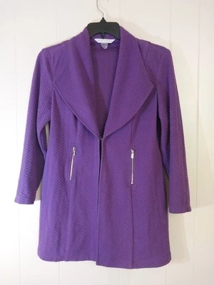 Cárdigan Peter Nygard Frente Abierto Chaqueta Púrpura Bolsillos con Cremallera Talla 12 Foto 1 de 4