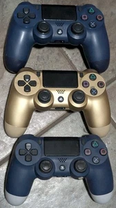 3x LOT- PlayStation 4 Wireless Controllers Model CUH-ZCT2U BLUE, GOLD, BLUE/GREY - Picture 1 of 8