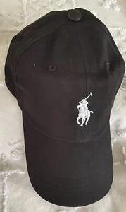 Genuine!! Polo Ralph Lauren CLASSIC SPORT Adjustable Polo Logo Cap Hat Black - Picture 1 of 6