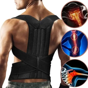 Body Brace Back Lumbar Upper Shoulder Support Belt Women Men Posture Corrector - Picture 1 of 26