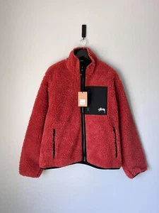 Stussy Sherpa Fleece Wendejacke - Größe XL - terracotta rot - NEU - Bild 1 von 9