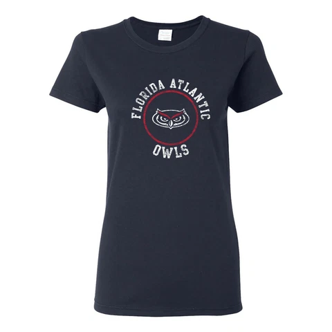 FAU Owls Distressed Circle Logo Womens T-Shirt - Navy Cover