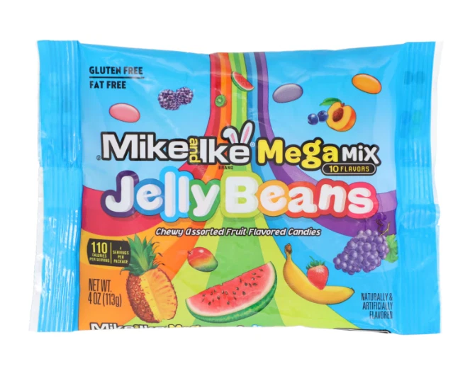 Mike and Ike 4 oz. MEGA MIX Jelly Beans doces de frutas sortidas mastigáveis *BB 5/2026* - Imagem 1 de 3