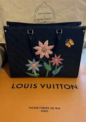 LOUIS VUITTON On The Go MM M46416LV Yayoi Kusama Flores Negras Mariposas  Foto 1 de 4