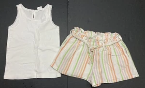 Girl's Gap & H&M Outfit Size 5 - White Tank w/Striped Shorts EUC - Picture 1 of 7