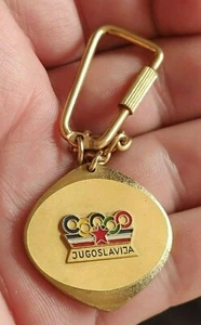 YUGOSLAVIA Olympic NOC keychain made by BERTONI - MILANO gold plated VERY RARE - Picture 1 of 11