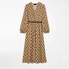 Maxmara Women V-neck Print Slim-fit Waistline Dress