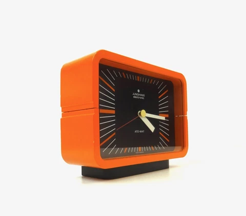 ICONIC 70S MID CENTURY ORANGE VINTAGE DESK CLOCK BY JUNGHANS ATO MAT GERMANY Cover