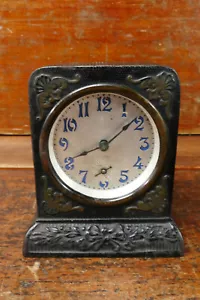 Vintage Antique Ingraham Ornate Cast Iron Alarm Clock 5.5” - As Is Parts/Repair - Picture 1 of 8