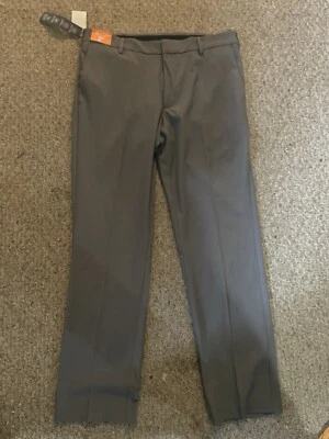 Pantalones chinos Van Heusen Flex talla 32x30 para hombre pierna recta frente plano grises nuevos con etiquetas Foto 1 de 3