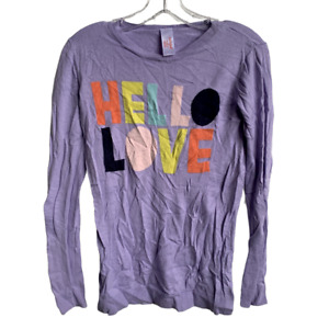 Cat & Jack Sweater Girls X-Large Purple Hello Love Long Sleeve Pullover Knit