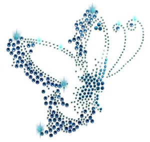 XL STRASSSTEINE SCHMETTERLING BÜGELBILD HOTFIX APPLIKATION STRASS BUTTERFLY BUNT - Picture 1 of 6