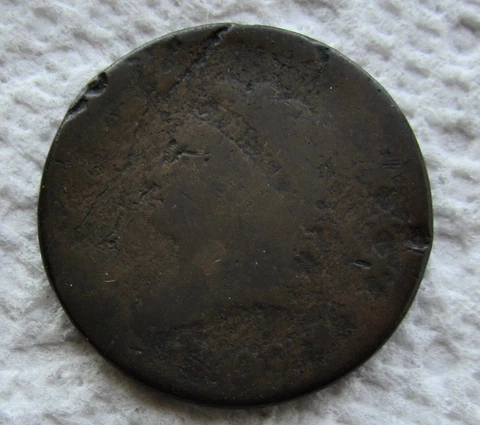 1809 Classic Head Copper Large Cent Rare Key Date Type Coin  Corroded Cover