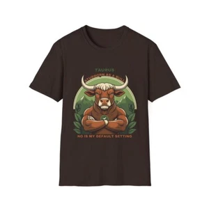 Funny Zodiac Sign Taurus Unisex Softstyle Graphic T-Shirt - Picture 1 of 12