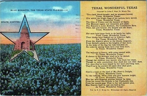 State Capitol Blue Bonnets State Flower Texas postal 1937 publicada - Imagen 1 de 2