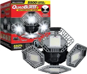 Bell + Howell Quadburst 5500 Lumens Garage Light w/ 4 Multi Directional Panels - Picture 1 of 7