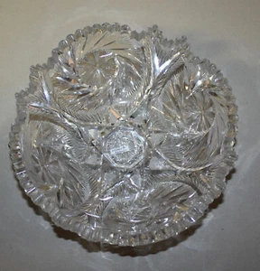 Antique Cut Glass Bowl American Brilliant Libbey Signed - Picture 1 of 6