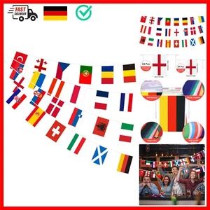 24 Länder Fahnen Wimpelkette, 24 Länder Doppelseitige Stoff Euro Wimpel Girla... - Bild 1 von 9