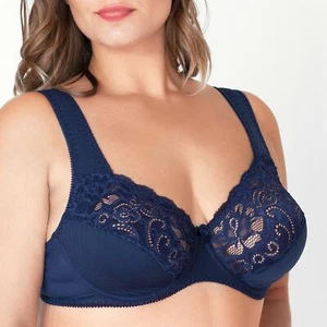Underwire Full Coverage Bra Wide Strap Soft Unlined Cup Plus Size 34-48C-G H I J - Picture 1 of 16