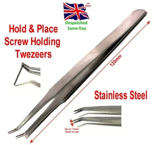 Screw Holding Twezeers Stainless Steel Watchmakers Opticians Jewellers Tool
