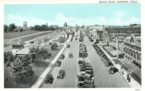 VINTAGE 1934 POSTCARD SPRING ST PALESTINE TX TEICH ARCHIVES MINT * - Picture 1 of 2