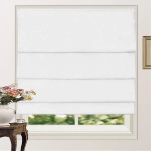 100% Blockout Relaxed Pleated Roman Shades Bedroom Blackout Blinds 4Colors - Picture 1 of 28