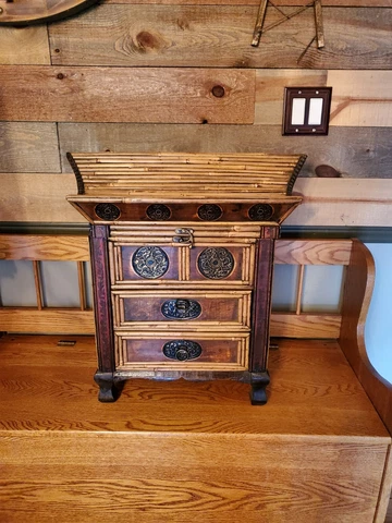 Indonesian Pagoda Pencil Bamboo & Rattan Chest Cover